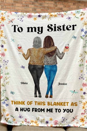 Think Of This Blanket As A Hug From Me To You Floral Style - Personalized Blanket Big Size