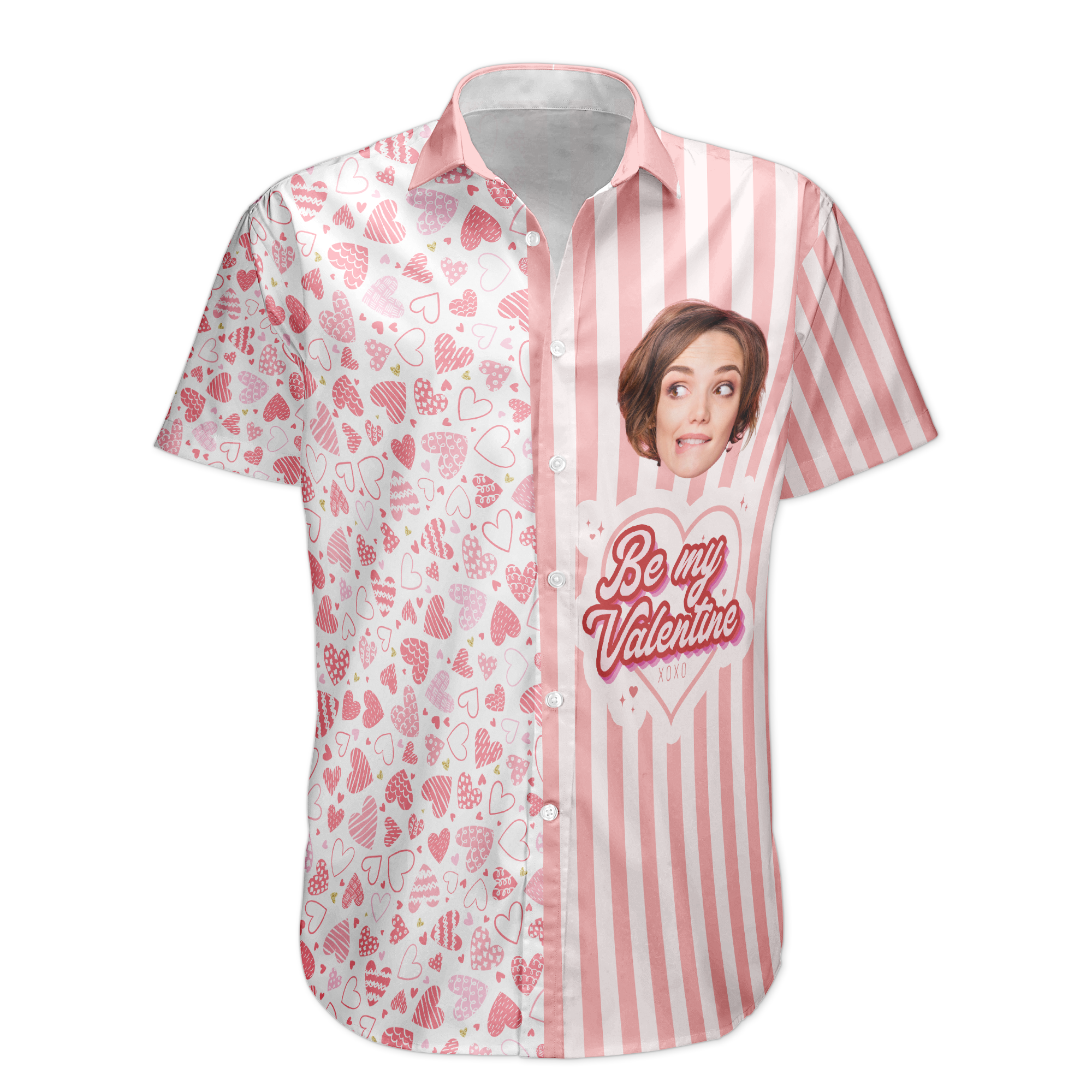 Be My Valentine - Personalized Photo Hawaiian Shirt - Image 4