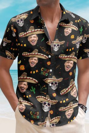 Custom Face Cinco De Mayo Mexican Hawaiian Shirt - Custom Photo Hawaiian Shirts