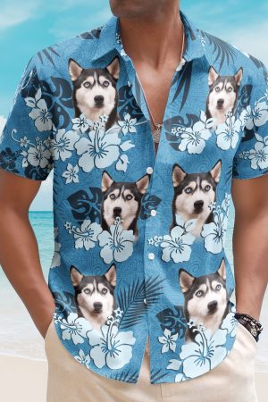Custom Face Funny Photo Tropical Hibiscus Hawaii Tribal For Men, Women - Custom Photo Hawaiian Shirts