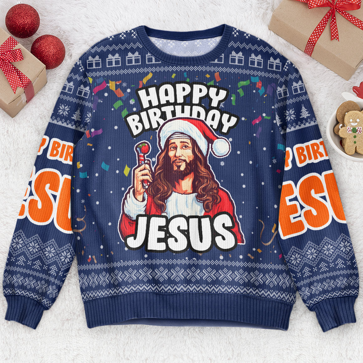 Go Jesus It's Your Birthday - Personalized Ugly Sweater - Image 2