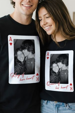King And Queen Custom Vintage Couples Photo Matching - Personalized Photo Comfort Tee
