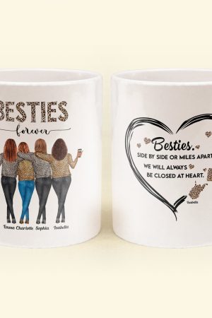 Side By Side Or Miles Apart Sisters Forever - Personalized Mug- Birthday Gift For Sisters, Sistas, Besties, BFF, Friends