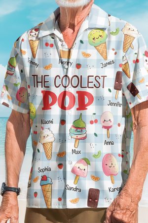The Coolest Pop - Custom With Kids' Names - Personalized Hawaiian Shirt