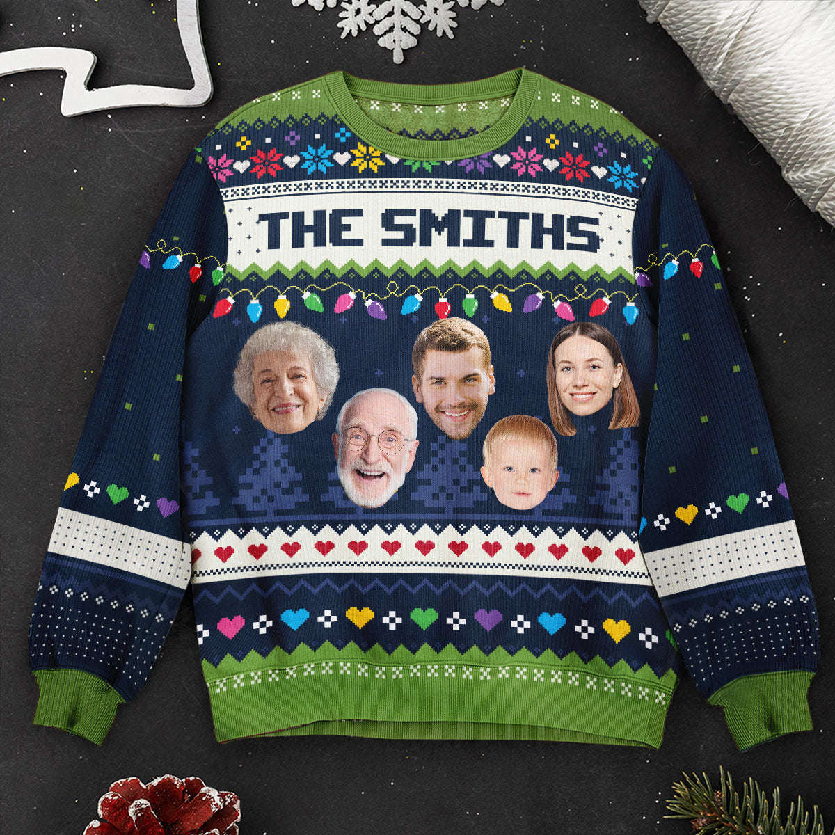 The Family - Personalized Photo Ugly Sweater - Image 3