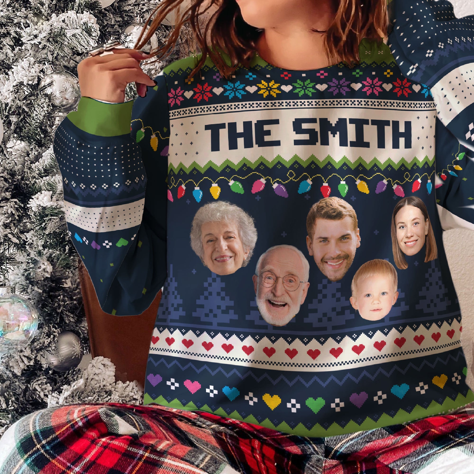 The Family - Personalized Photo Ugly Sweater - Image 4