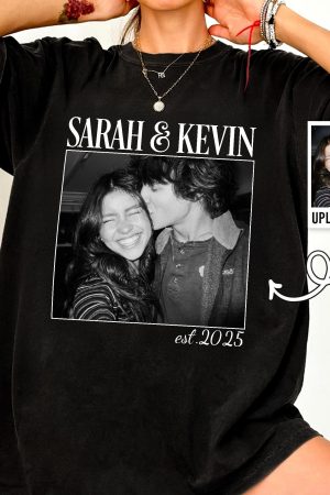 Vintage Couple Picture Matching, Anniversary Gift, Valentine's Day Gifts - Personalized Photo Comfort Tee